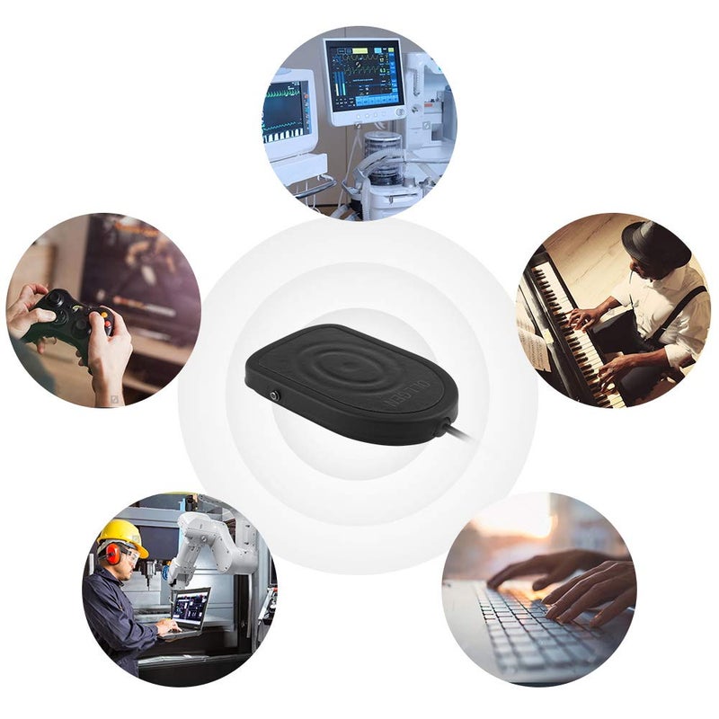 OLLGEN Metal USB Single Foot Control Action Switch Pedal Free Driver HID for Keyboard Mouse Game PC Laptop (Black) - Image 5